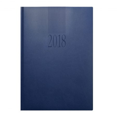 Tuscon A5 daily desk diary in China blue, luxurious padded cover, ribbon marker. Blind embossed with your company logo.