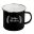 Black enamel mug with silver colour rim, printed 1 colour with your logo