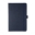 A5 note book with soft-touch cover in navy blue with a pen loop and co-ordination elastic closure